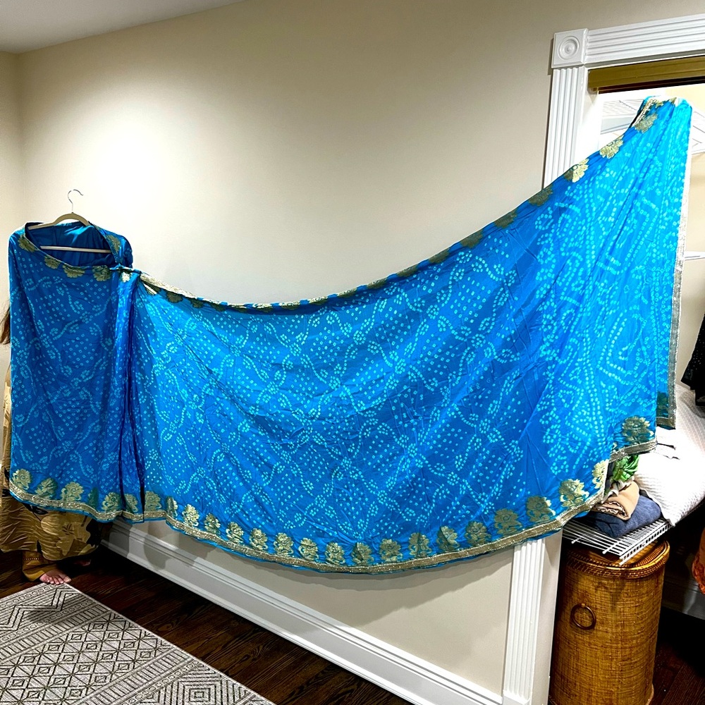 Ready Made Blue Bandini Saree 🩵